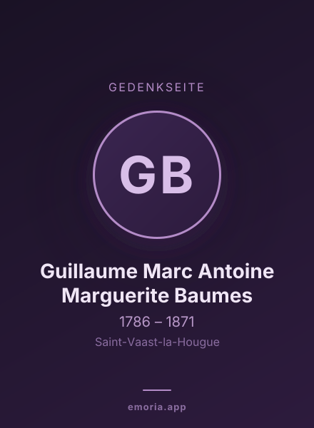 Gedenkportrait von Guillaume Marc Antoine Marguerite Baumes