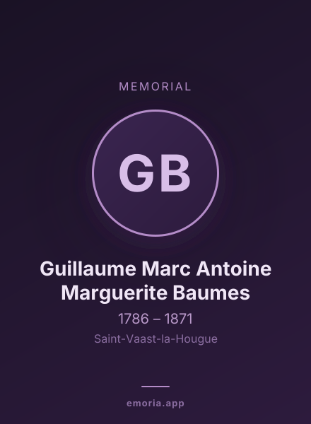 Memorial portrait of Guillaume Marc Antoine Marguerite Baumes