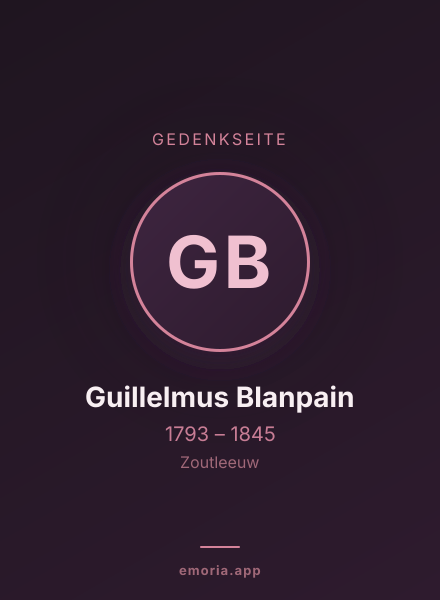 Gedenkportrait von Guillelmus Blanpain