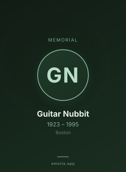 Memorial portrait of Guitar Nubbit