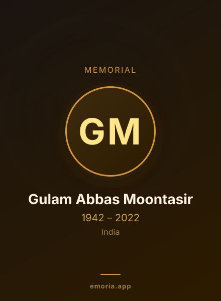 Memorial portrait of Gulam Abbas Moontasir