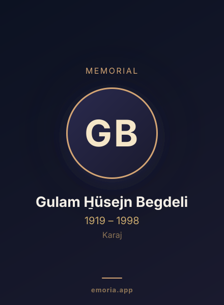 Memorial portrait of Gulam H̱üsejn Begdeli