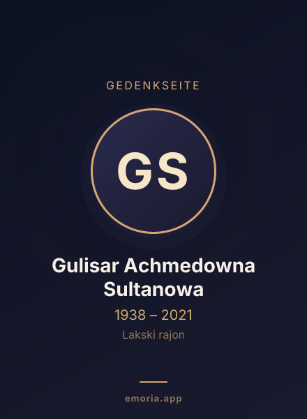 Gedenkportrait von Gulisar Achmedowna Sultanowa
