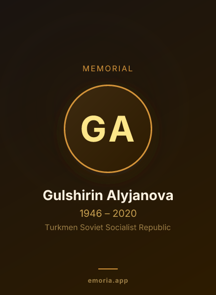 Memorial portrait of Gulshirin Alyjanova