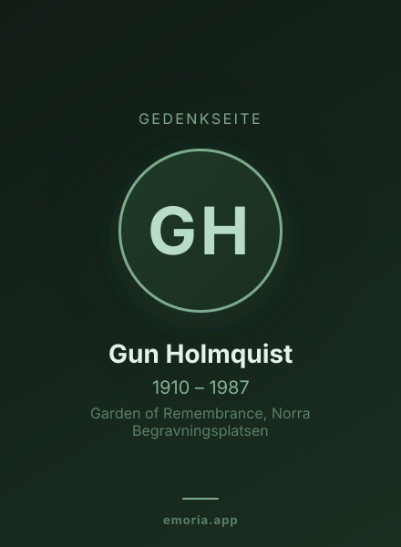 Gedenkportrait von Gun Holmquist