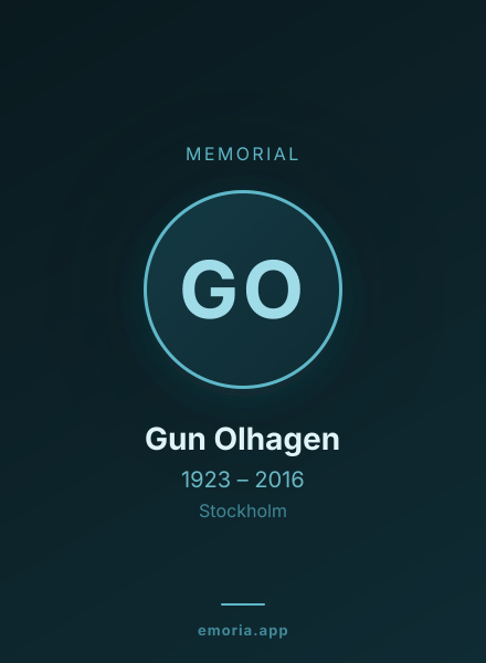 Memorial portrait of Gun Olhagen