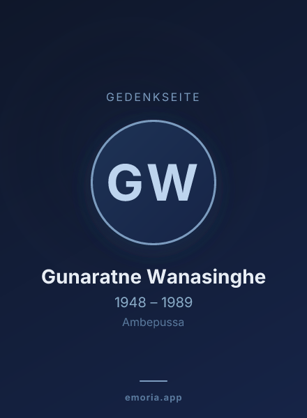Gedenkportrait von Gunaratne Wanasinghe