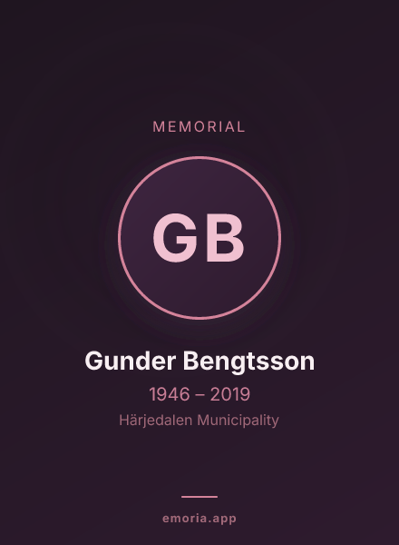 Memorial portrait of Gunder Bengtsson