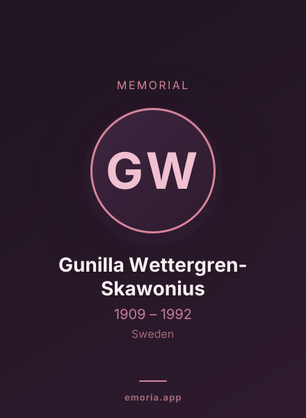 Memorial portrait of Gunilla Wettergren-Skawonius