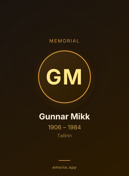 Memorial portrait of Gunnar Mikk