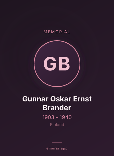 Memorial portrait of Gunnar Oskar Ernst Brander