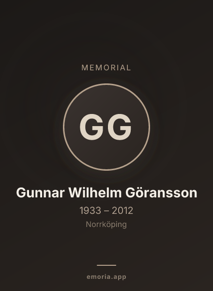 Memorial portrait of Gunnar Wilhelm Göransson