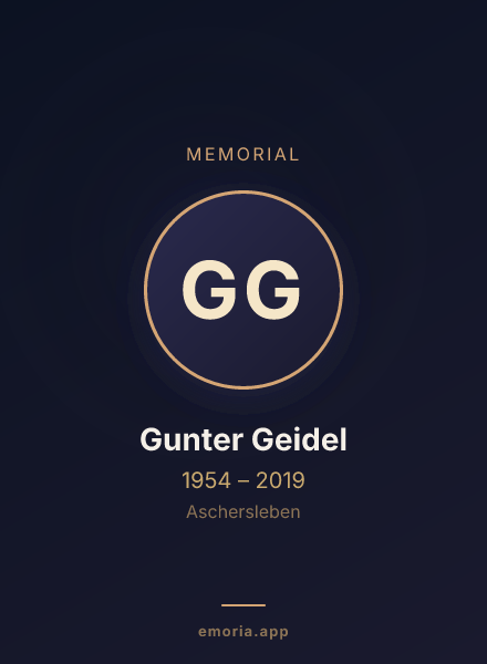 Memorial portrait of Gunter Geidel