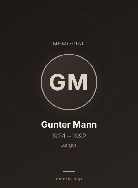 Memorial portrait of Gunter Mann