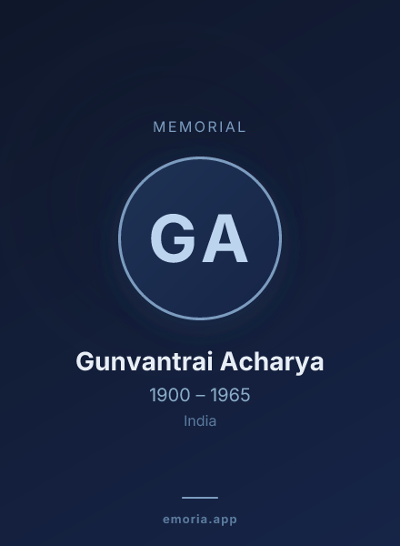 Memorial portrait of Gunvantrai Acharya
