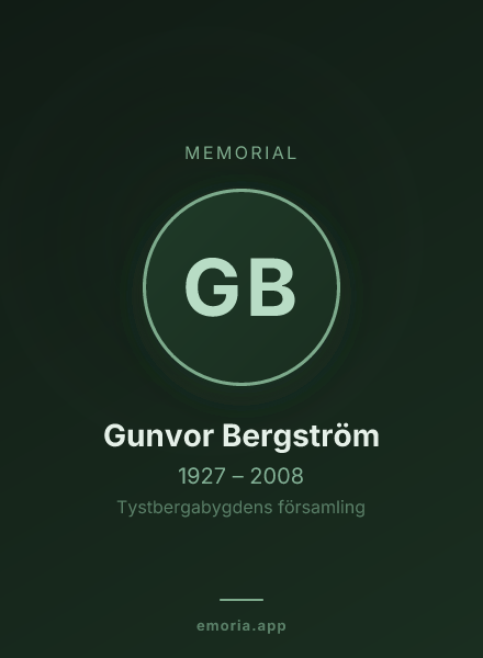 Memorial portrait of Gunvor Bergström
