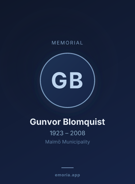 Memorial portrait of Gunvor Blomquist