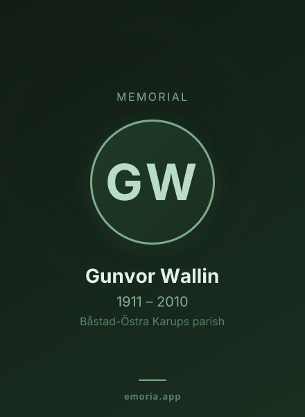 Memorial portrait of Gunvor Wallin