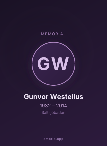 Memorial portrait of Gunvor Westelius