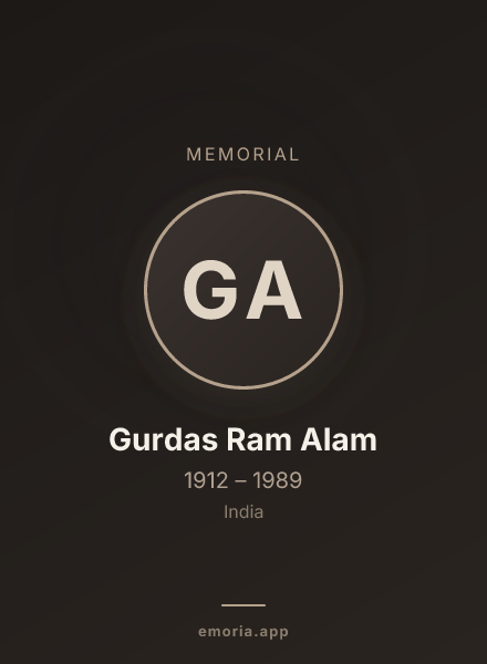 Memorial portrait of Gurdas Ram Alam