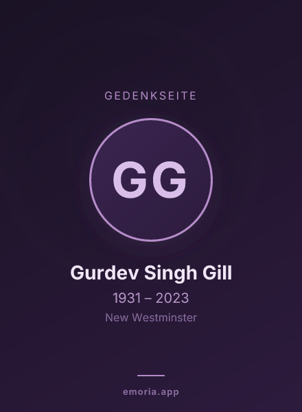 Gedenkportrait von Gurdev Singh Gill