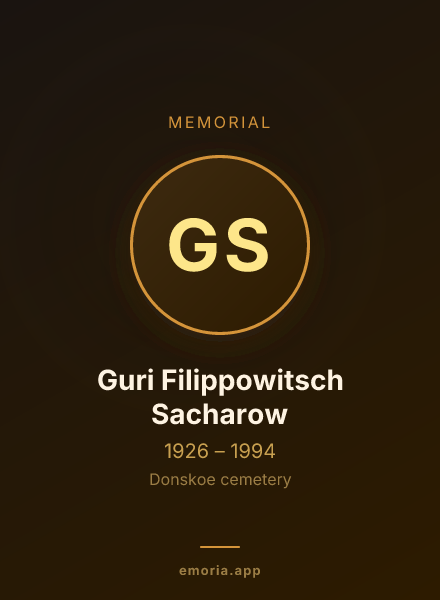 Memorial portrait of Guri Filippowitsch Sacharow