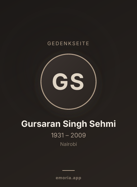 Gedenkportrait von Gursaran Singh Sehmi