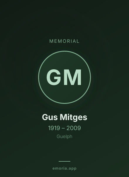 Memorial portrait of Gus Mitges
