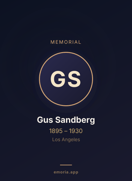 Memorial portrait of Gus Sandberg