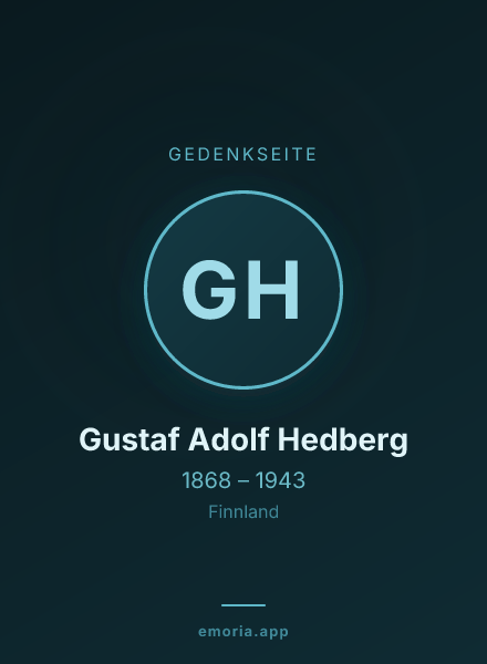 Gedenkportrait von Gustaf Adolf Hedberg
