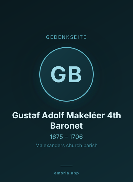 Gedenkportrait von Gustaf Adolf Makeléer 4th Baronet