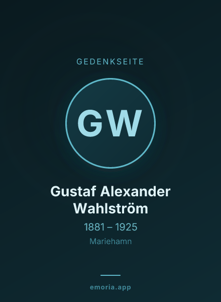 Gedenkportrait von Gustaf Alexander Wahlström