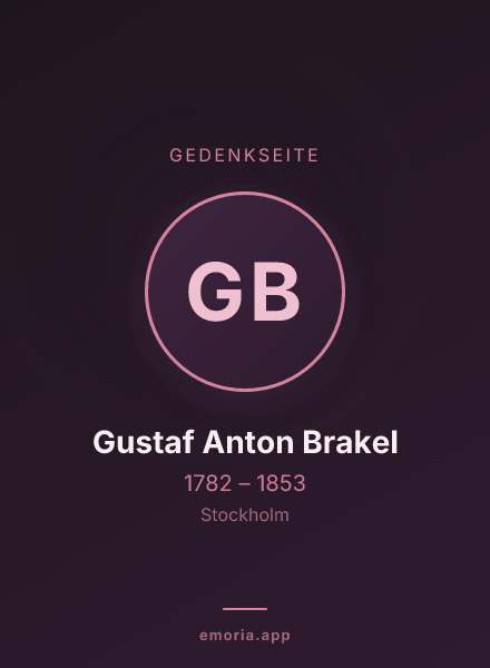 Gedenkportrait von Gustaf Anton Brakel