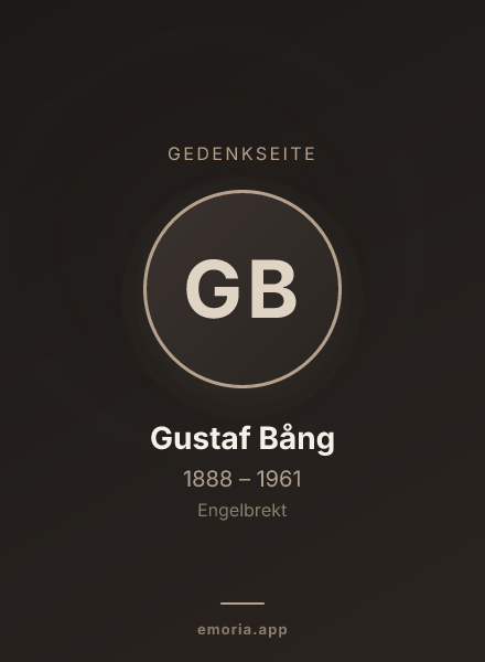 Gedenkportrait von Gustaf Bång