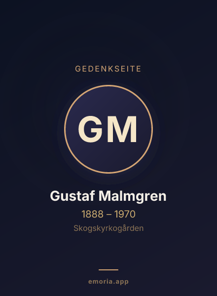 Gedenkportrait von Gustaf Malmgren