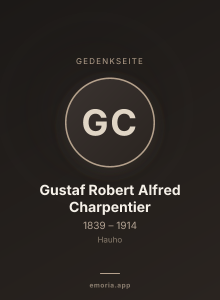 Gedenkportrait von Gustaf Robert Alfred Charpentier