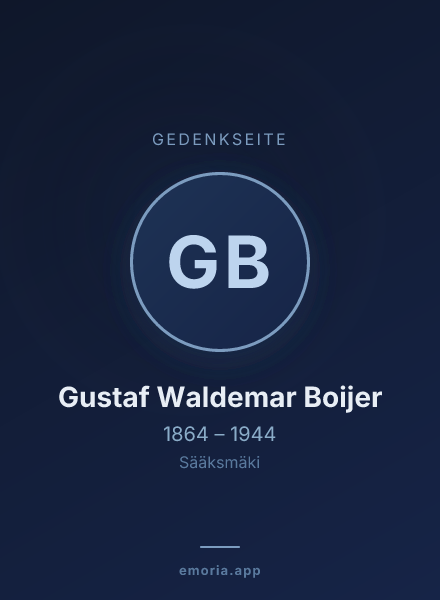 Gedenkportrait von Gustaf Waldemar Boijer