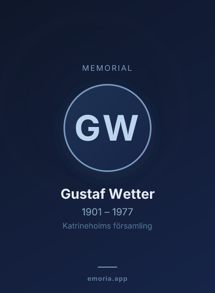 Memorial portrait of Gustaf Wetter
