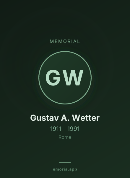 Memorial portrait of Gustav A. Wetter