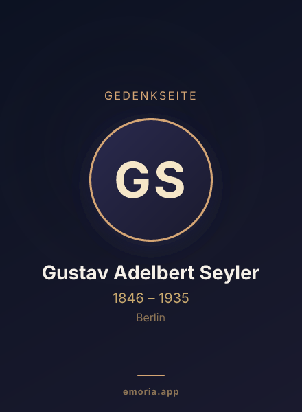 Gedenkportrait von Gustav Adelbert Seyler