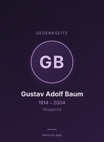 Gedenkportrait von Gustav Adolf Baum