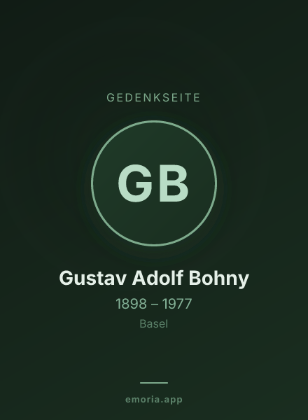 Gedenkportrait von Gustav Adolf Bohny