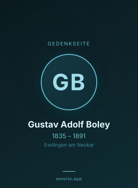 Gedenkportrait von Gustav Adolf Boley