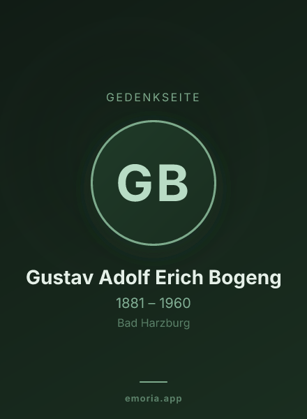 Gedenkportrait von Gustav Adolf Erich Bogeng