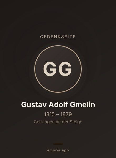 Gedenkportrait von Gustav Adolf Gmelin