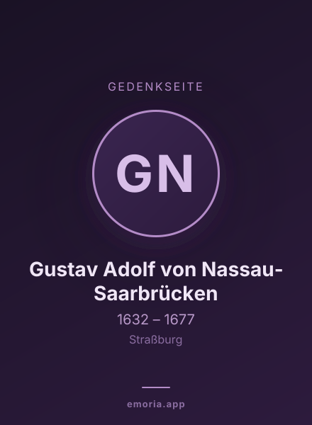Gedenkportrait von Gustav Adolf von Nassau-Saarbrücken