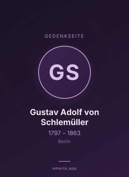 Gedenkportrait von Gustav Adolf von Schlemüller