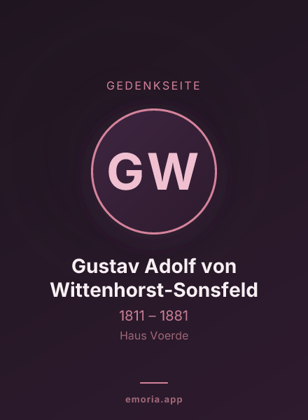 Gedenkportrait von Gustav Adolf von Wittenhorst-Sonsfeld