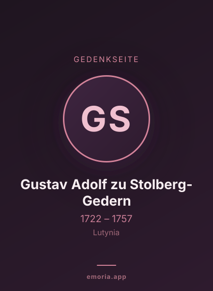 Gedenkportrait von Gustav Adolf zu Stolberg-Gedern