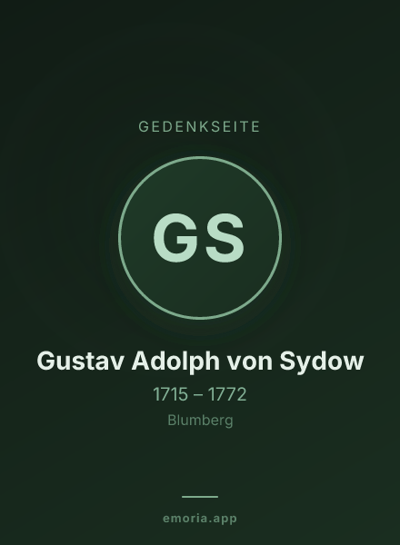 Gedenkportrait von Gustav Adolph von Sydow